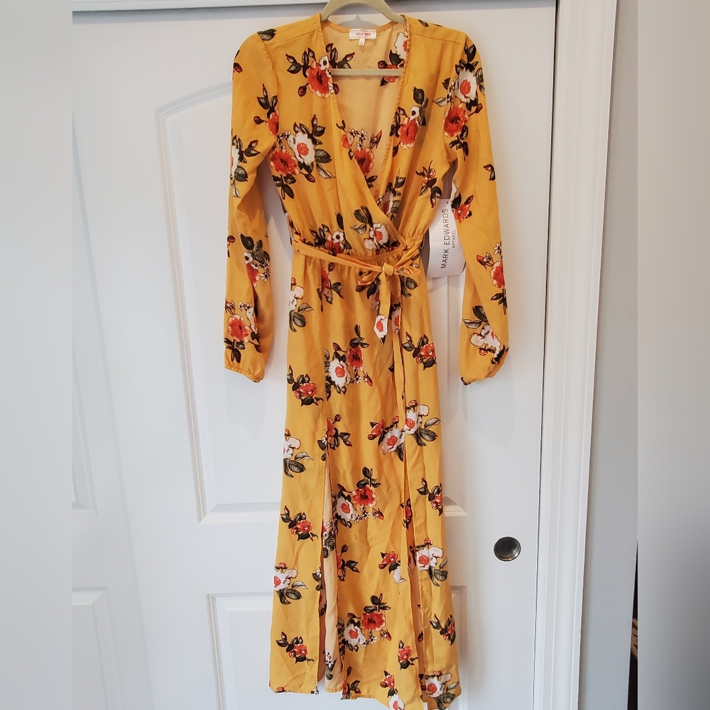 STELLA TWEED|WOMENS/JUNIORS long sleeve floor length floral dress| size juniors